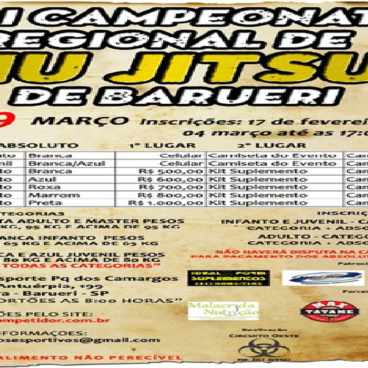 P0011-CAMPEONATO REGIONAL DE JIU JITSU DE BARUERI 1 - EDICAO